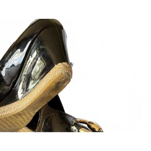 Gucci Black Patent Leather Wedge Heels with Gold Horsebit Detail, EU 39 - Picture 7 of 9